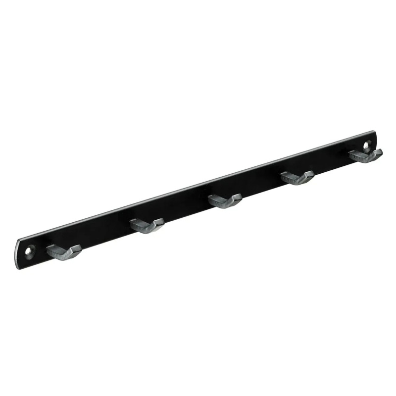 Hettich Věšák BUDGET se 4 háčky, z oceli, černý, 340 x 20 x 30 mm