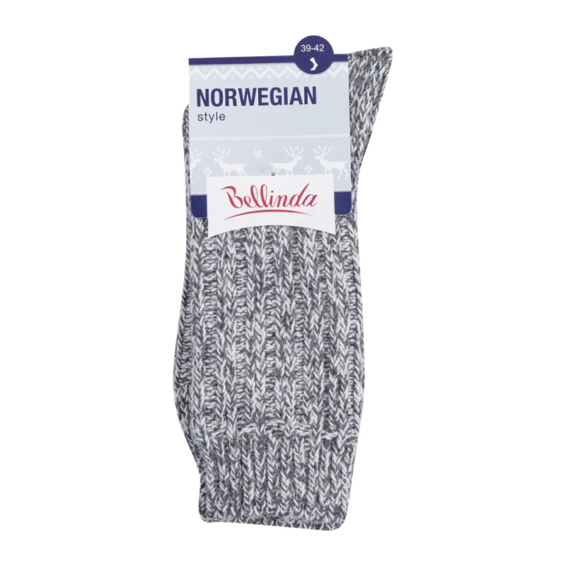 Bellinda Unisex ponožky s norským vzorem Norwegian Style, šedý melír, velikost 39–42