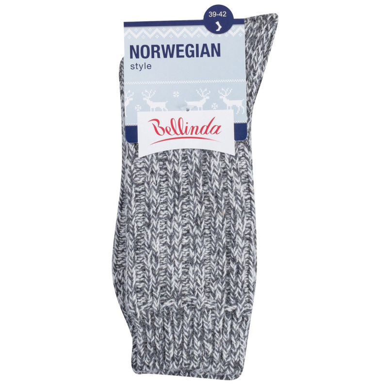 Bellinda Unisex ponožky s norským vzorem Norwegian Style, šedý melír, velikost 39–42