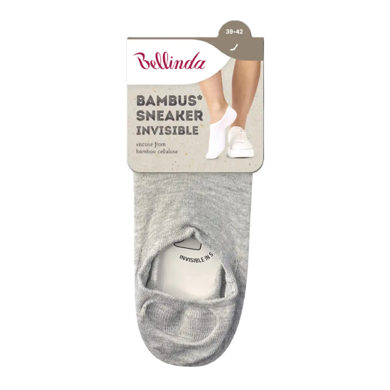 Bellinda Bambus sneaker invisible vel. 39/42 dámské a pánské ponožky 1 pár šedé