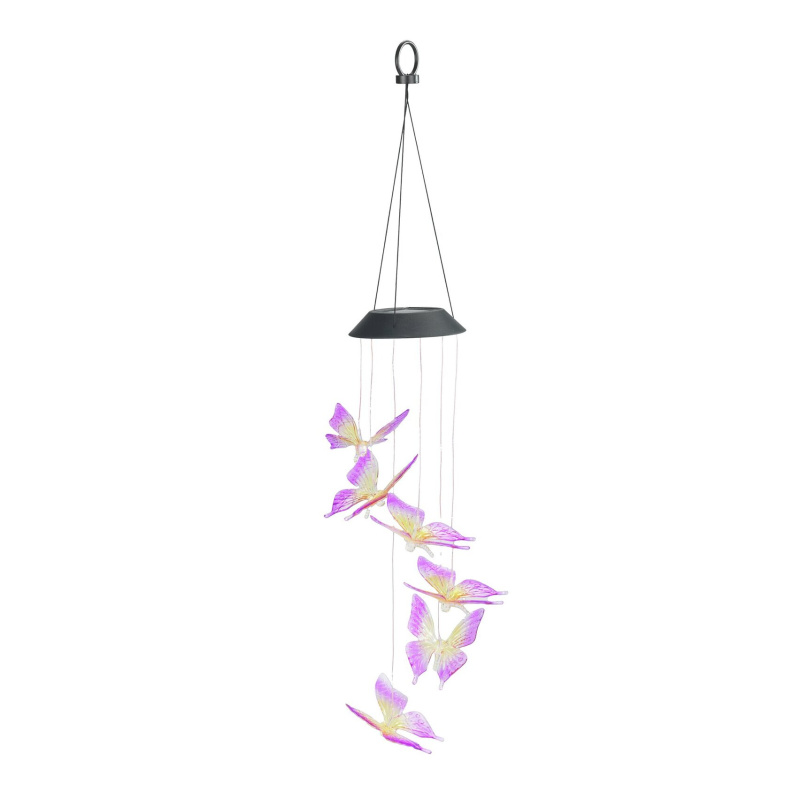 Maximex Solární závěsná lampa motýli LED, zvonkohra, 78 cm růžový 108065