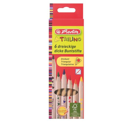 Herlitz Pastelky dřevěné trojhranné - 6 barev