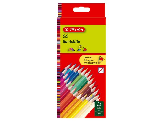 Pastelky trojhranné Herlitz, 24 barev