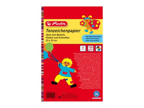 Barevné papíry recyklované Herlitz 33 x 23 cm v bloku, 20 listů, 120 g/m2