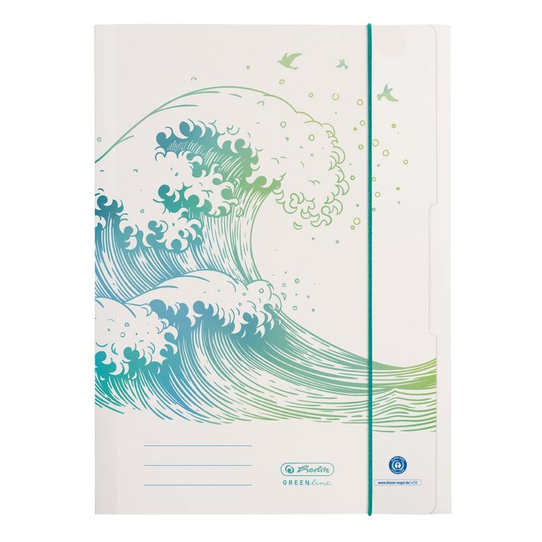 Herlitz Desky s gumou A4 3 klopy GREENline Vlna