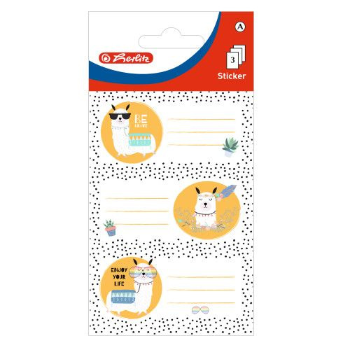 Herlitz Samolepicí etikety na sešit Lama, 3 ks × 3 listy