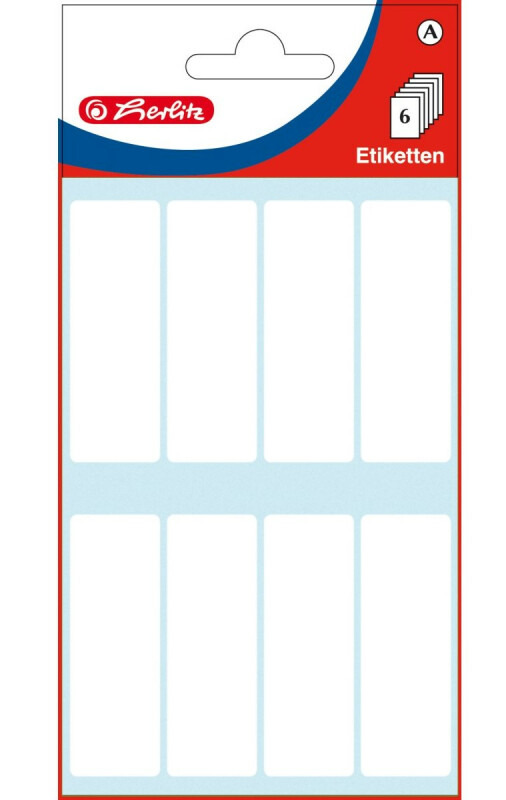 Samolepící etikety kancelářské bílé 19 x 50 mm, 48 štítků, 6 archů