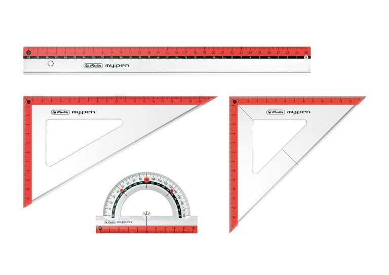 Herlitz my.pen Sada pravítek pro geometrii 4 ks - mix barev