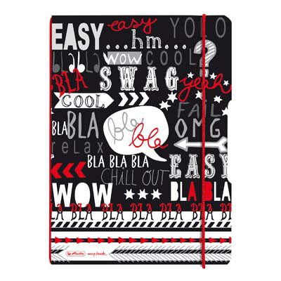 Sešit my.book flex A4/40ls linka+40ls čtvereček PP desky - Black&WOW Slogan