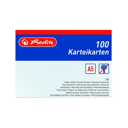 Kartoteční lístky - A5, 100 ks
