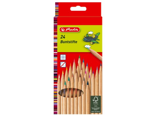 Pastelky šestihranné přírodní Herlitz, 24 barev