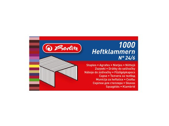 Drátky do sešívačky Herlitz pozinkované, No. 24/6, 1000 ks