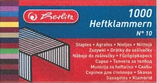 Drátky do sešívačky Herlitz pozinkované, No. 10, 1000 ks