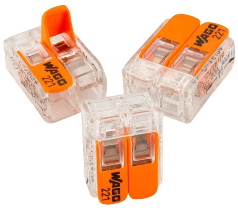 Spojovací svorka Wago Compact 221-412 / pro 2 vodiče / 3 ks / transparentní / oranžová Varianta: ivi1