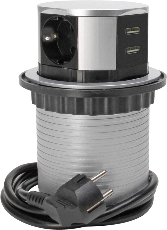 Zásuvková věž Kopp / 3 vývody / 3500 W / stříbrná Varianta: ivi1