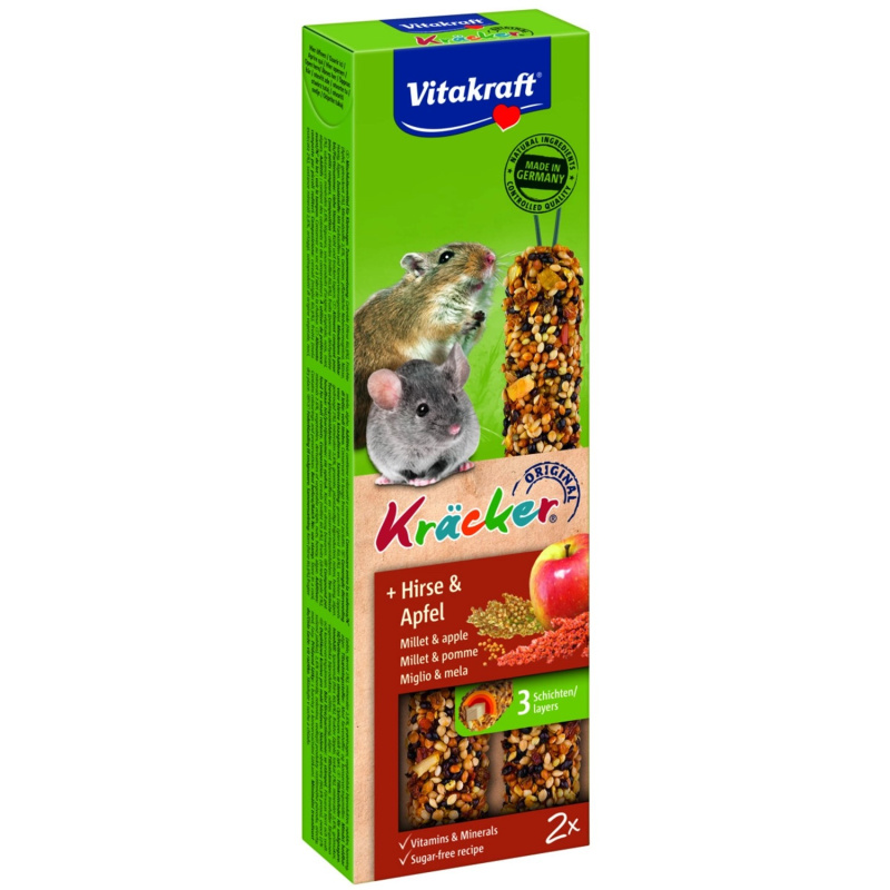 Vitakraft Doplňkové krmivo pro myši Kräcker jablko a proso 2 ks