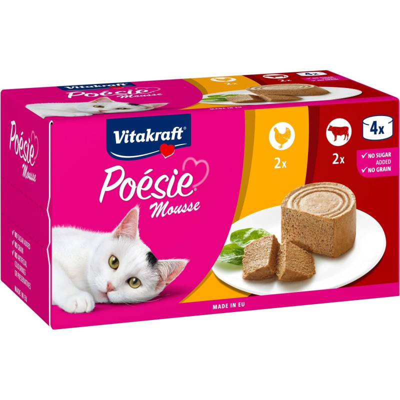 Vitakraft Kompletní krmivo pro kočky Poésie Mousse hovězí + kuřecí, 4 x 85 g