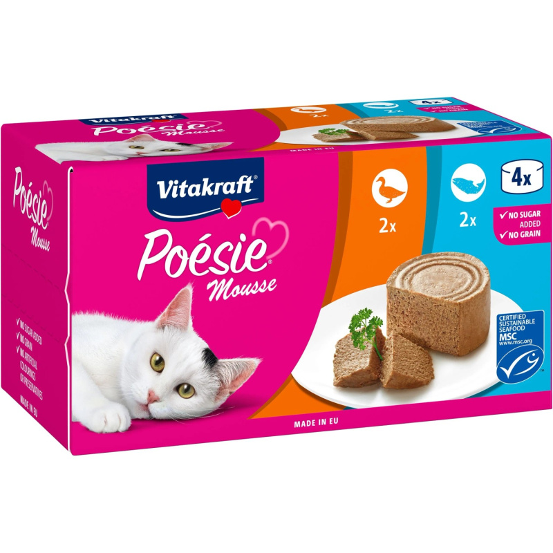 Vitakraft Kompletní krmivo pro kočky Poésie Mousse kachna + losos, 4 x 85 g