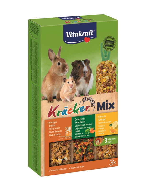 Vitakraft Kräcker Mix hlodavci – citrus, zelenina a med 3x56 g