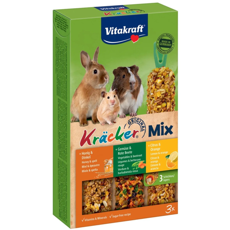 Vitakraft Kräcker Mix hlodavci – citrus, zelenina a med 3x56 g