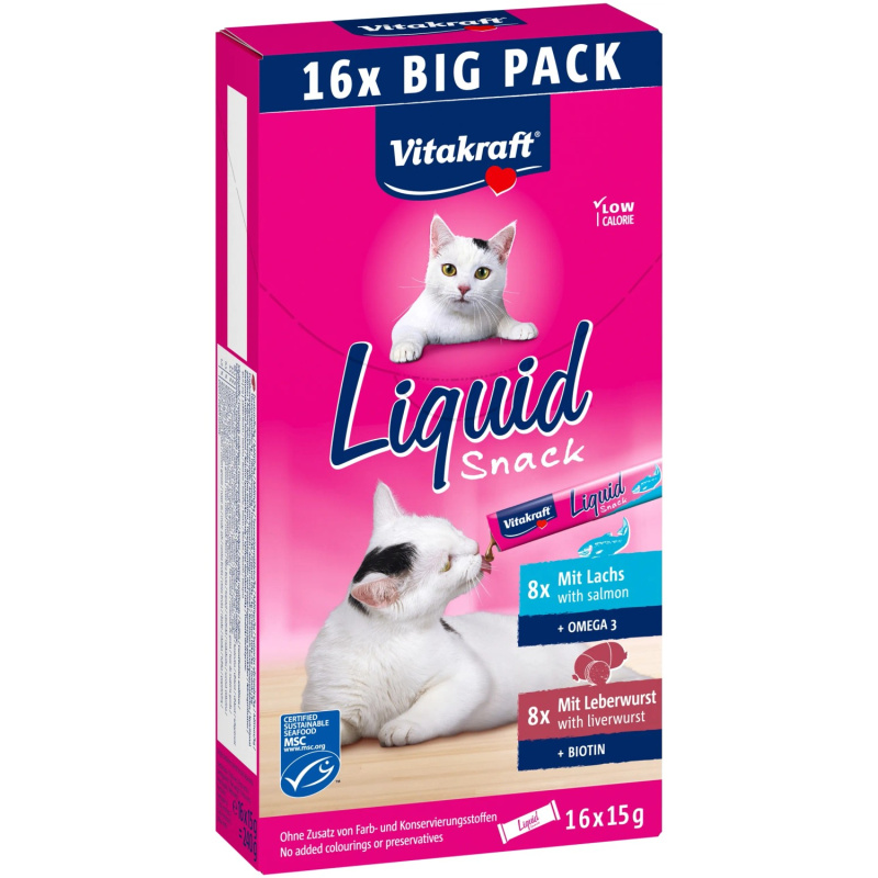 Vitakraft Liquid Snack MP játrovka + losos 16x15 g