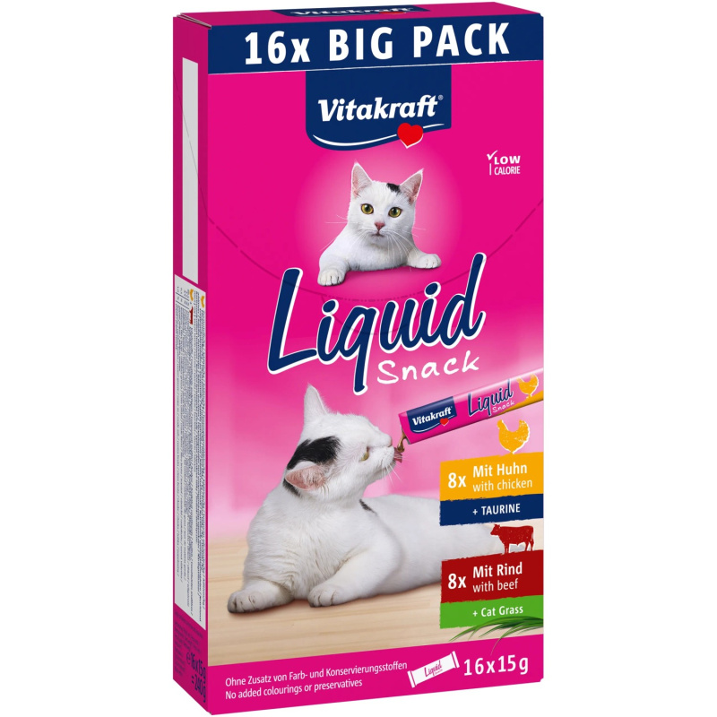 Vitakraft Liquid Snack MP kuřecí + hovězí 16x15 g