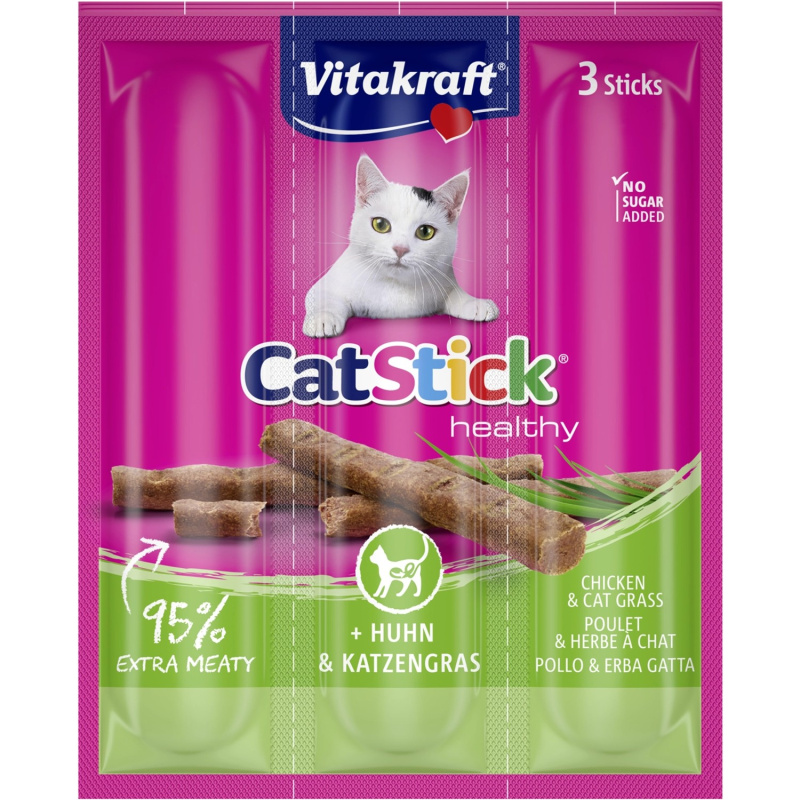 Vitakraft Cat Stick mini kuře a kočičí tráva 3x6 g