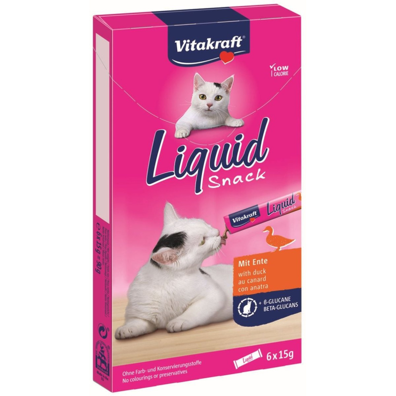 Vitakraft Liquid Snack kachna a betaglukan pro kočky 6×15 g