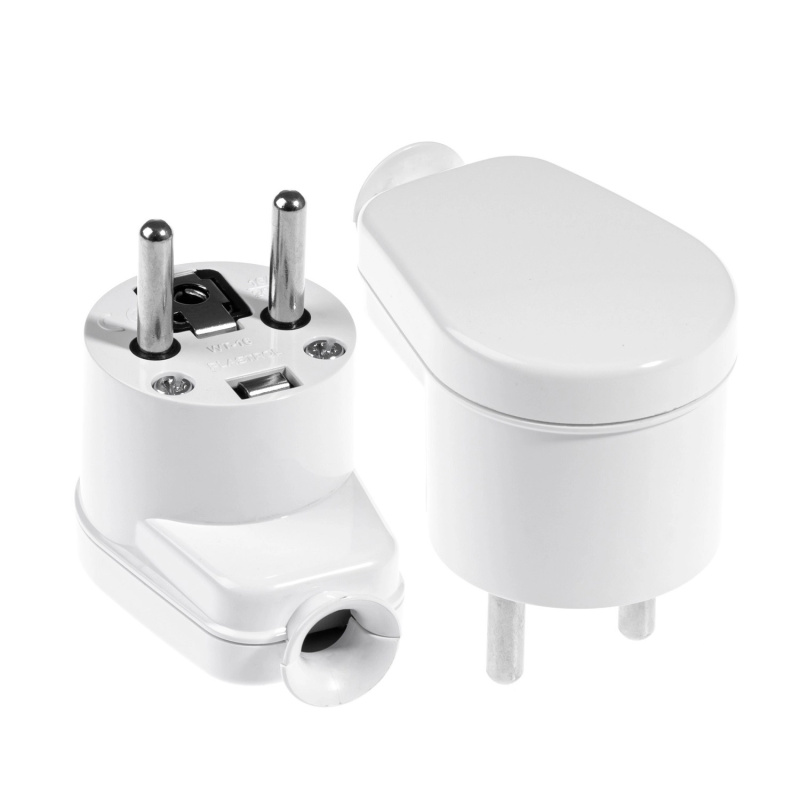 Zástrčka lomená bílá, IP20, 230 V/16 A