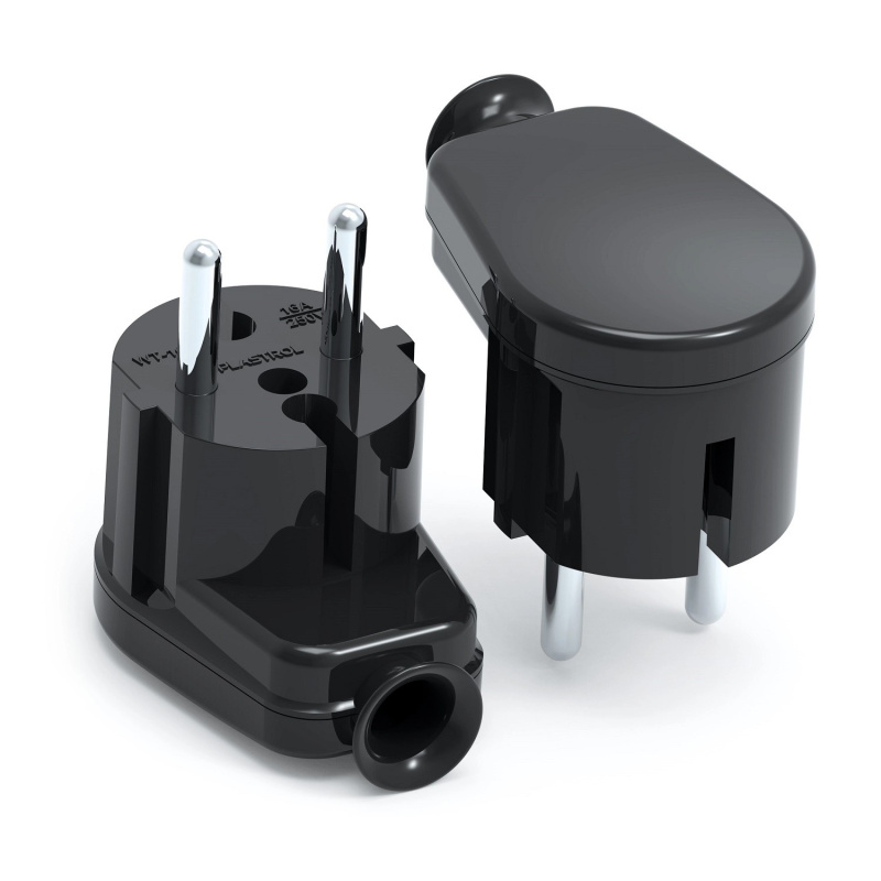 Zástrčka lomená černá, IP20, 230 V/16 A