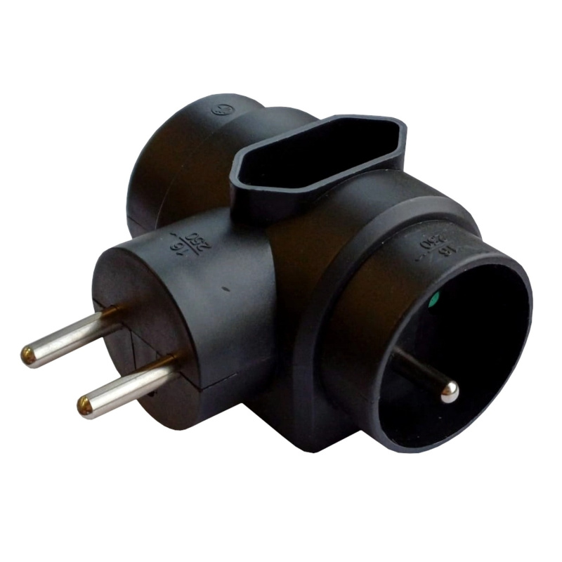 Zásuvka rozbočovací 3x max.16A, černá