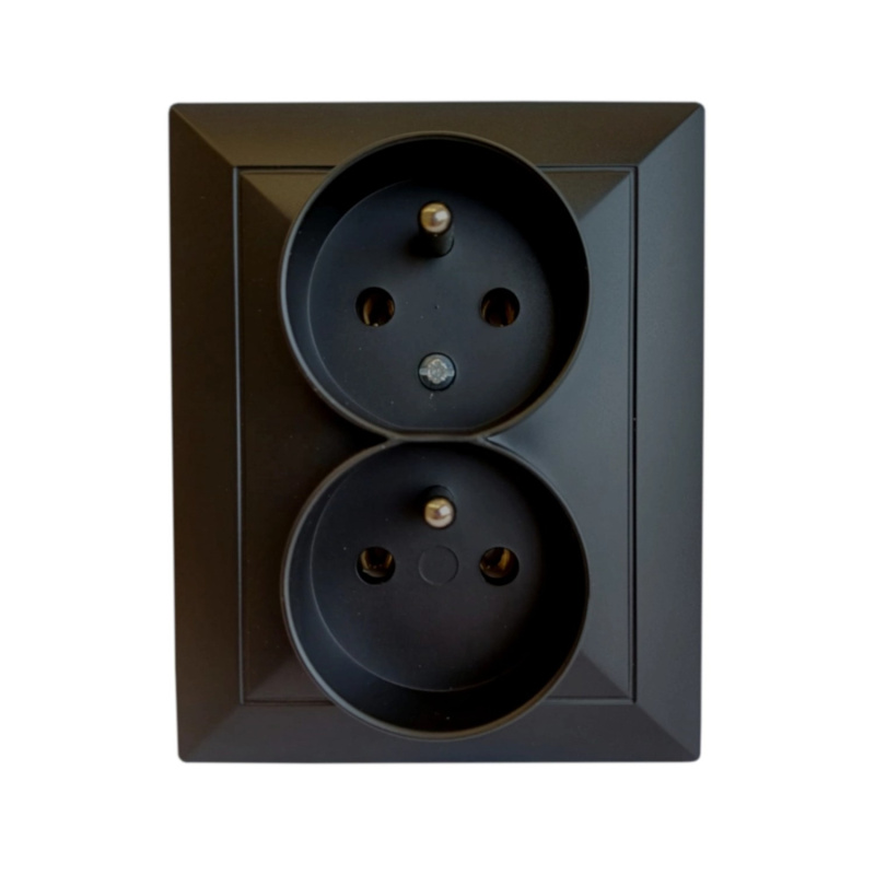 Zásuvka dvojitá Pola, černá