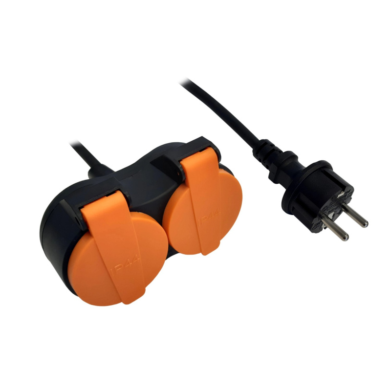 Vedení 2 zásuvky H05RR-F IP44, 1 m