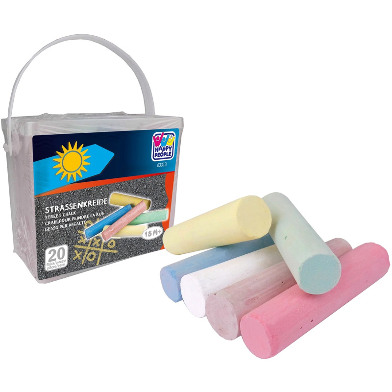 Happy People Chodníkové křídy v kýblíku, 20 ks