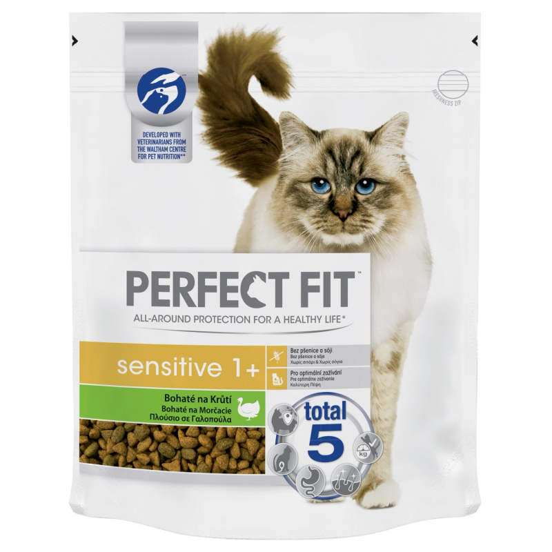 Perfect Fit Granule pro kočky Sensitive 1+ krůtí 750 g