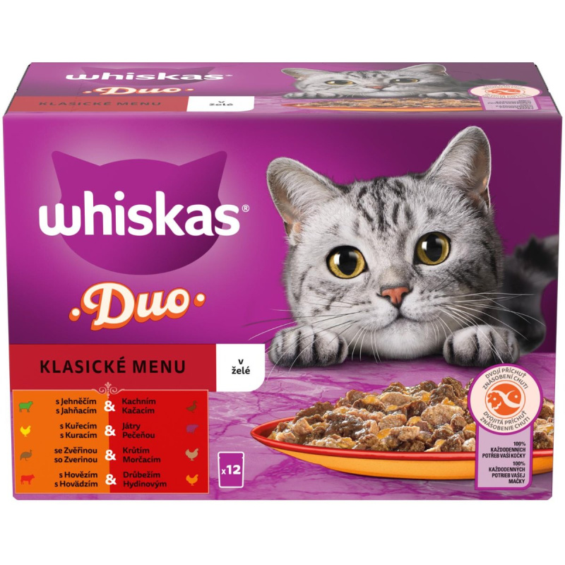 Whiskas Duo Klasik kapsičky v želé pro dospělé kočky 12×85 g