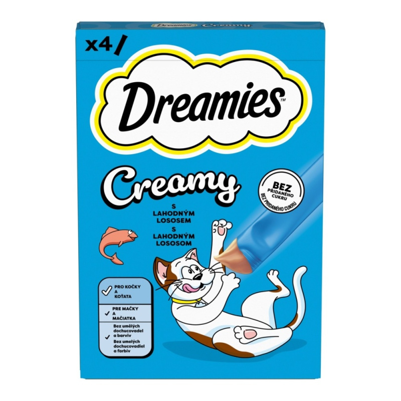 Dreamies Creamy pamlsky s lososem pro kočky 4×10 g