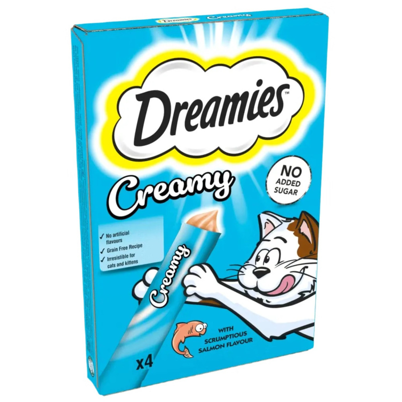 Dreamies Creamy pamlsky s lososem pro kočky 4×10 g