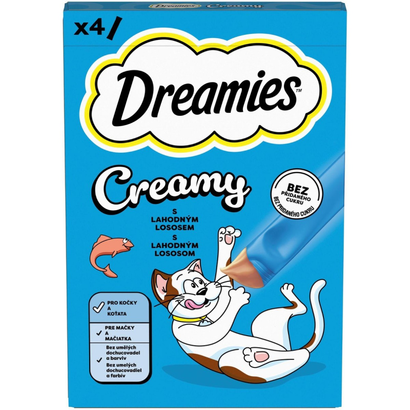 Dreamies Creamy pamlsky s lososem pro kočky 4×10 g