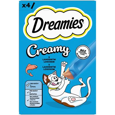 Dreamies Creamy pamlsky s lososem pro kočky 4×10 g