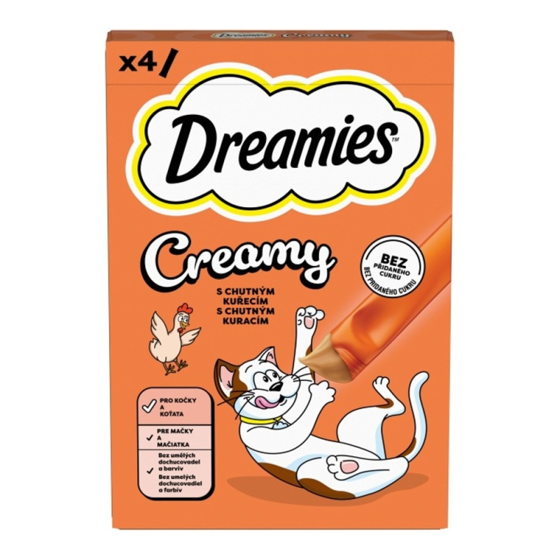 Dreamies Creamy pamlsky s kuřecím masem pro kočky 4×10 g
