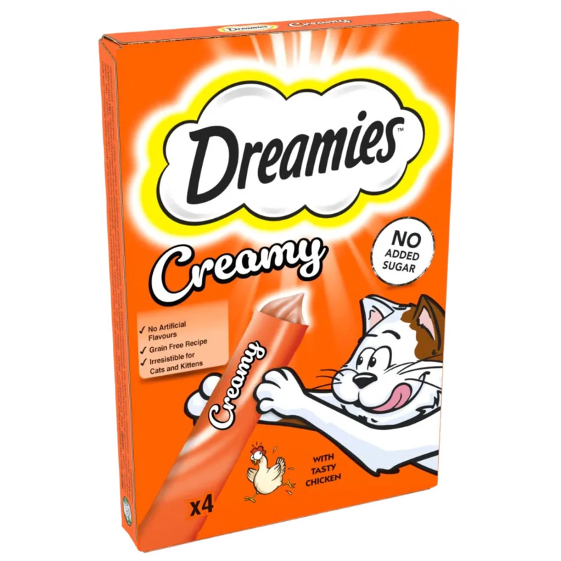 Dreamies Creamy pamlsky s kuřecím masem pro kočky 4×10 g