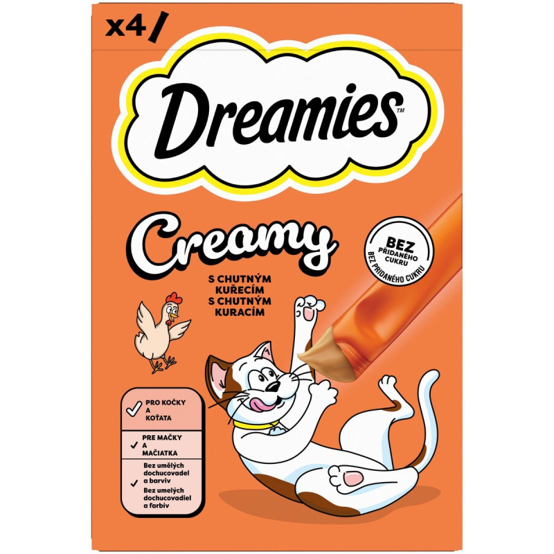 Dreamies Creamy pamlsky s kuřecím masem pro kočky 4×10 g