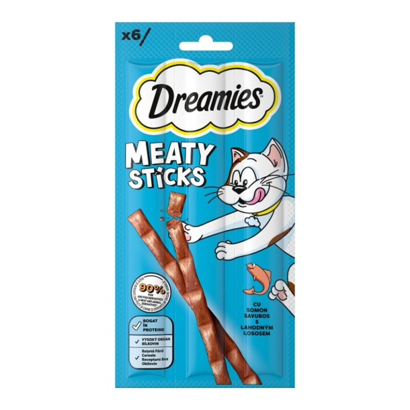 Dreamies Meaty tyčinky s lososem pro kočky 6×5 g