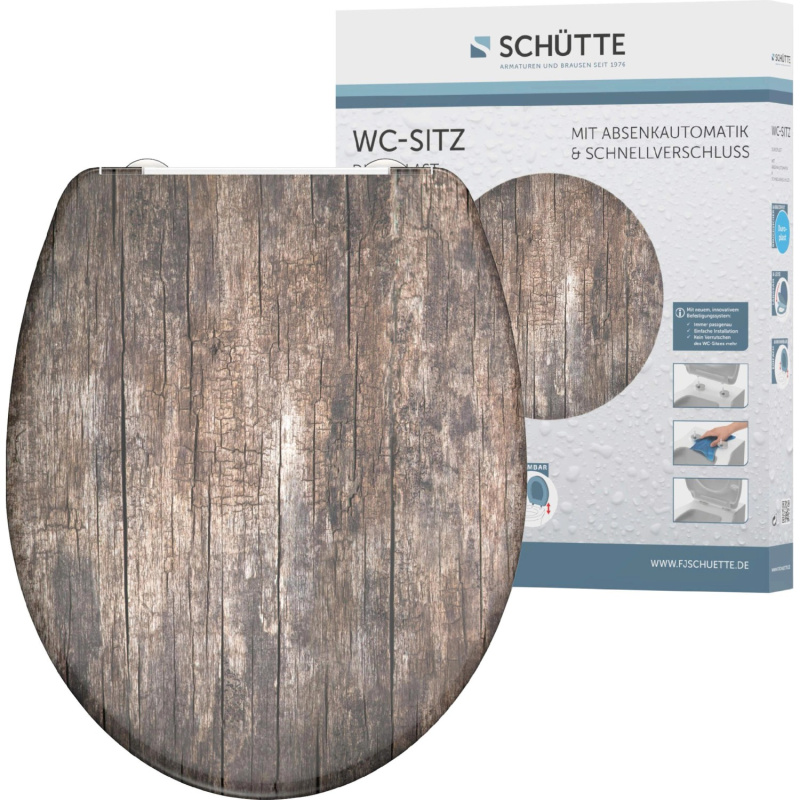 Schütte WC sedátko s automatickým sklápěním (vzhled dřeva)