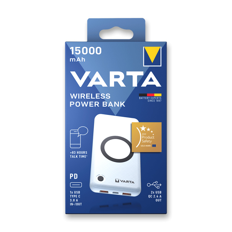Varta - powerbanka - bezdrázová, 15 000 mAh