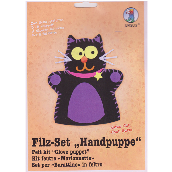 Sada na šití maňáska z filcu Kočka (1ks) 19x22,5cm