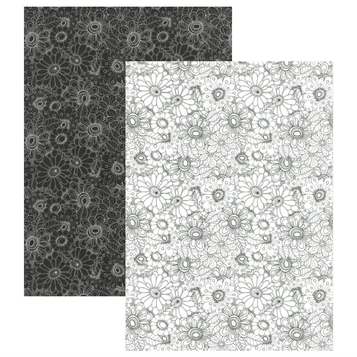 Fotokarton A4 (5ks) černobílé květiny 300g/m2