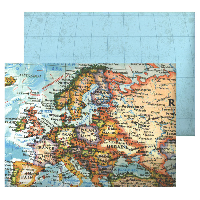 Fotokarton 22,7x32,7cm oboustranný mapa Evropy 300g/m2