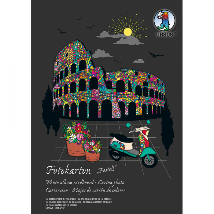 Sada fotokartonů A4 pastelové barvy 300g/m2 (10ks)